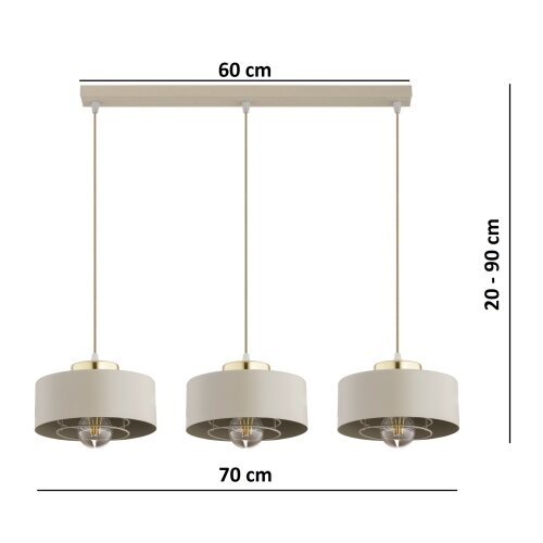  Brilagi - Visilica na sajli 3xE27/60W/230V bež/zlatna Slike