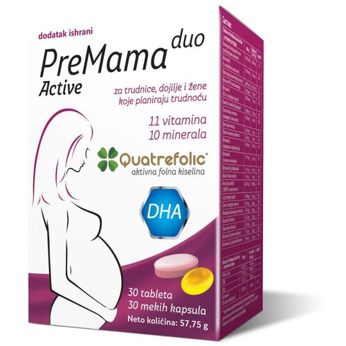 Premama Duo Active, 30 kapsula + 30 tableta Cene
