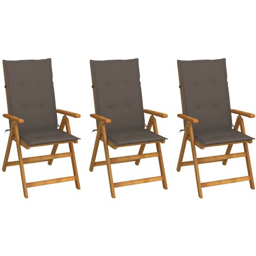 3 Zložljivi vrtni stoli 3 kosi z blazinami trden akacijev les Slike