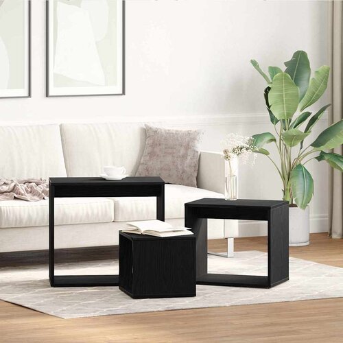  Stol za slaganje 3 pcs Crni hrast Konstruirano drvo Cijene