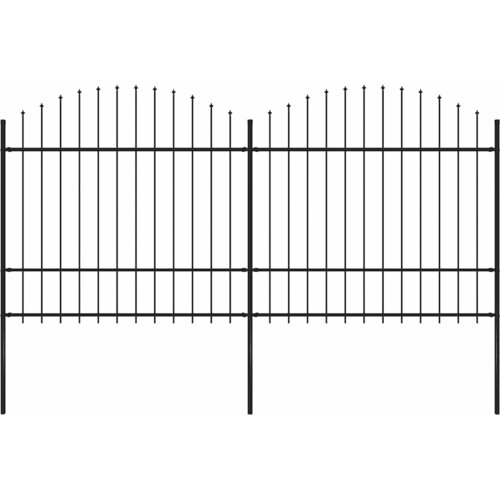  Vrtna ograda s vrhom koplja Čelik 359x175 cm Crna Cene