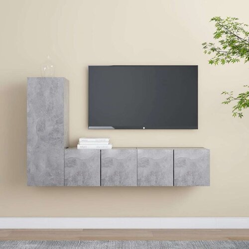  3-dijelni set TV ormarića siva boja betona od iverice Slike