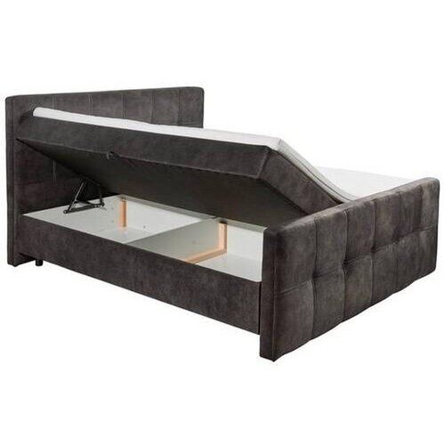 MID.YOU POSTELJA Z VZMETNICO 180 cm x 200 cm , tekstil, leseni material temno rjava Slike