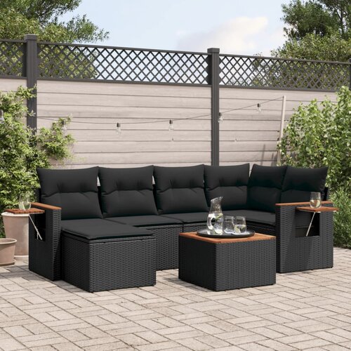 vidaXL 7-dijelni set vrtnih sofa od poliratana s jastucima crni Cijene