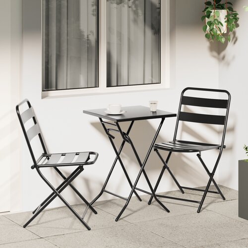 VidaXL 3-delni zložljivi bistro set iz antracitnega jekla Slike