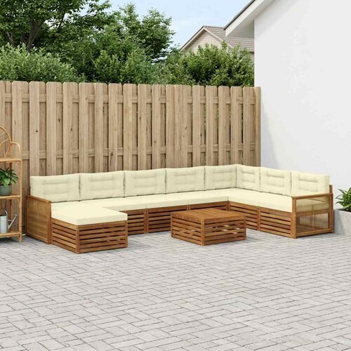  Set vanjskih sofa 9 kom. Prirodna i krem Čvrsto drvo akacije Cene