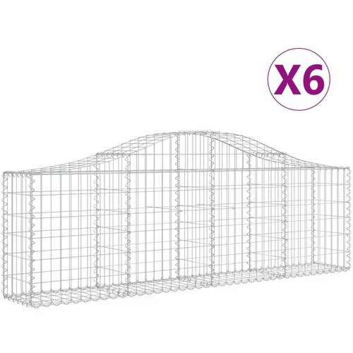  Lučne gabionske ko&amp;scaron;are 6 kom 200x30x60/80 cm pocinčano željezo Slike