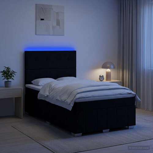  LED okvir za krevet s madracem Crna 120 x 190 cm Tkanina Cijene