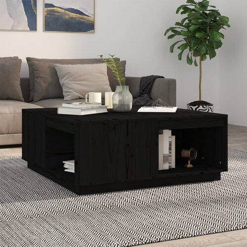 VidaXL Klubska mizica črna 100x101x40,5 cm trdna borovina Slike