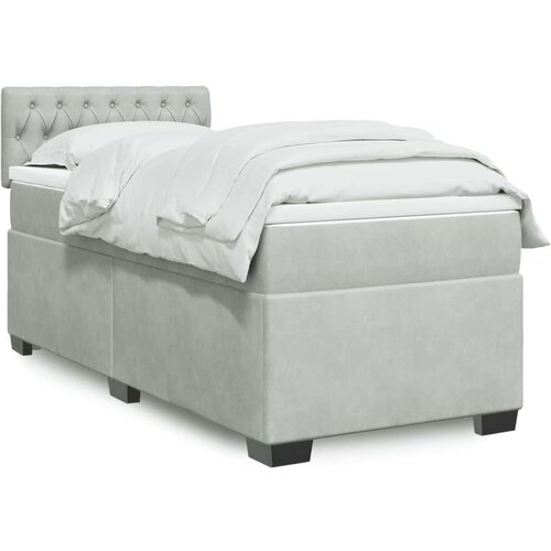 Box spring krevet s madracem svjetlosivi 100x200 cm baršunasti Cijene