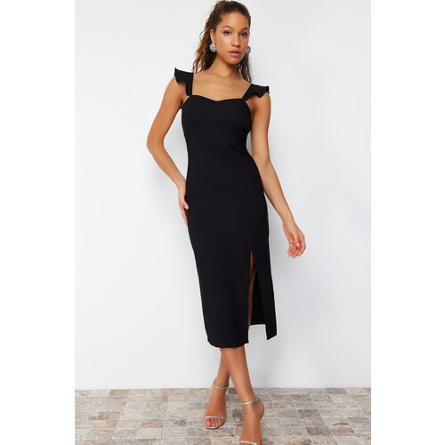 Trendyol Black Ruffle Strap Detailed Woven Dress Slike