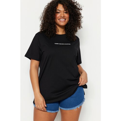 Trendyol Curve Plus Size T-Shirt - Black - Relaxed Slike