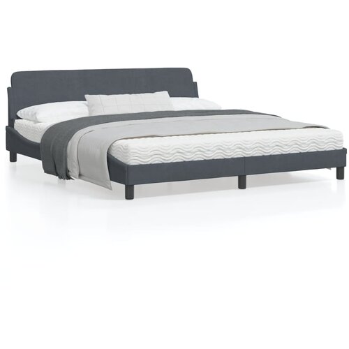 VidaXL Posteljni okvir z vzglavjem temno siv 180x200 cm žamet Slike