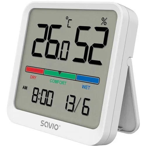 Savio Digitalni merilnik temperature in vlage z LCD zaslonom in magnetnim nosilcem bel