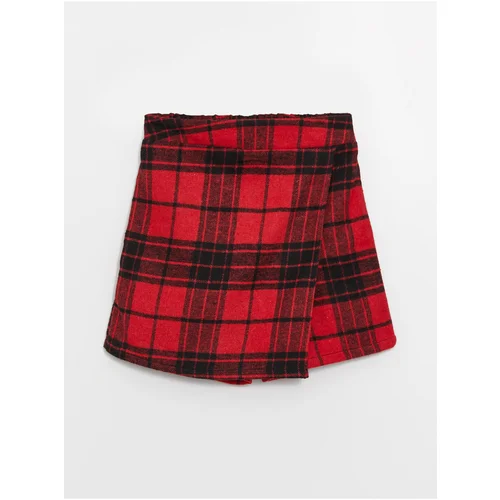 LC Waikiki Plaid Girls' Short Skirt with Elastic Waist