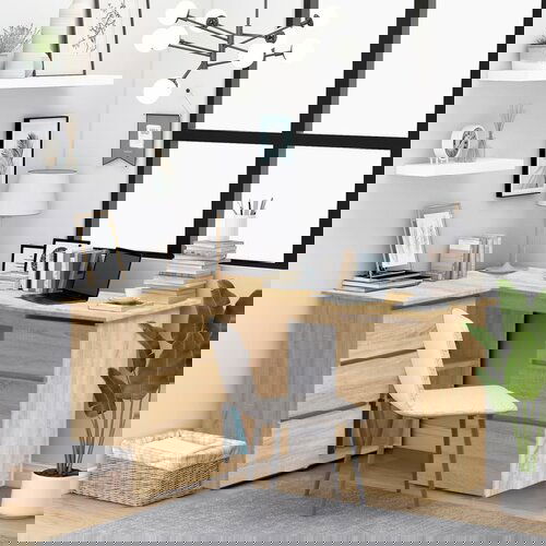 vidaXL kotna pisalna miza sonoma hrast 145x100x76 cm iverna plošča Cene