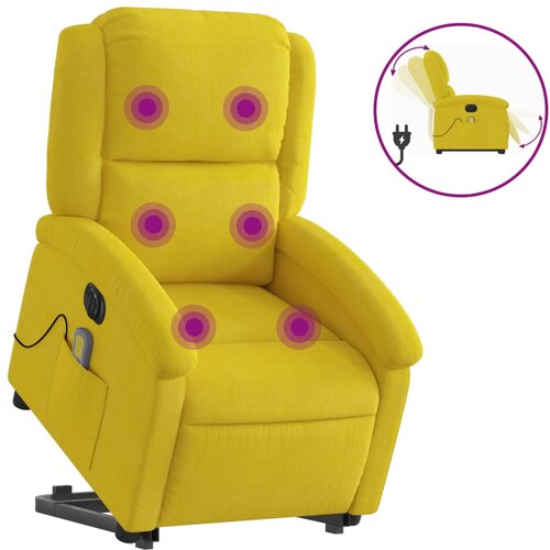 Maison Chic Električni masažni naslanjač - Relax naslanjač s funkcijo vstajanja rumen žamet, (22062272) Slike