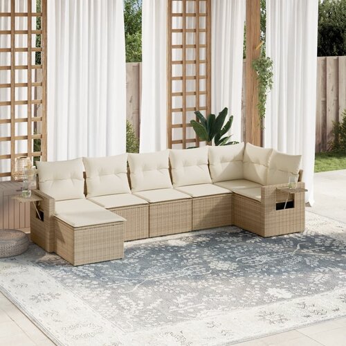 vidaXL 7-dijelni set vrtnih sofa od poliratana s jastucima bež Cijene