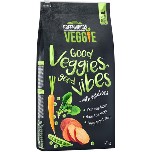 Greenwoods Veggie (sladki) krompir z grahom, korenčkom in &scaron;pinačo Varčno pakiranje: 2 x 12 kg Cijene