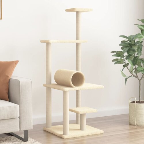 VidaXL Penjalica za mačke sa stupovima za grebanje krem 136 cm Slike