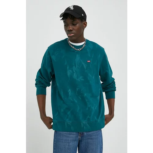 Levi's Bombažen pulover Moška, zelena barva
