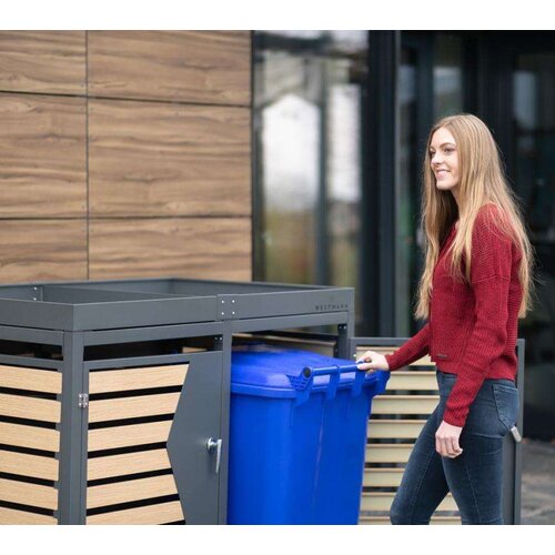  Westman Spremi&amp;scaron;te za 2 kante za smeće | 2x240 litara | Antracit | 84x134x125 cm - BRANDED IN GERMANY Slike