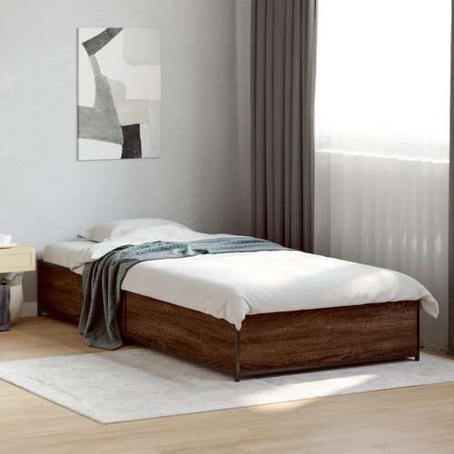 Furnova Posteljni okvir rjav hrast 100x200 cm inženirski les in kovina, (21939250) Slike