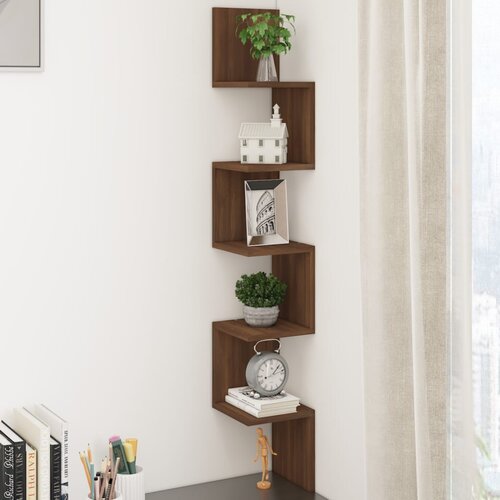 VidaXL Kutna zidna polica boja hrasta 20x20x127,5 cm konstruirano drvo Slike