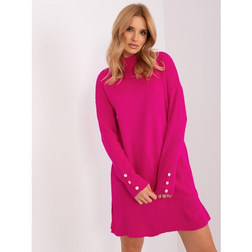 Fashion Hunters Fuchsia oversize knitted dress Slike
