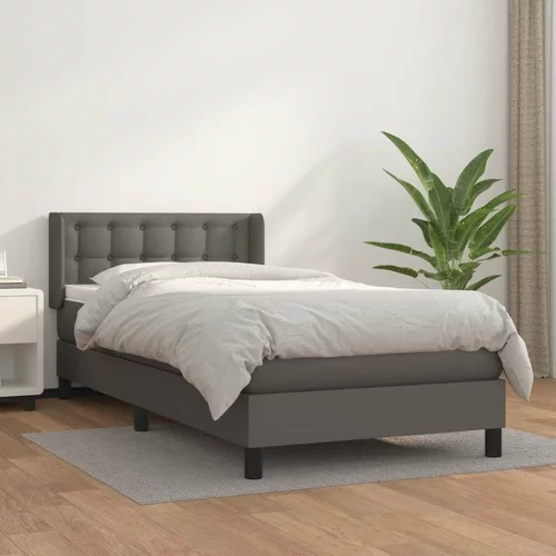  Box spring postelja z vzmetnico siva 90x200 cm umetno usnje, (20902008)