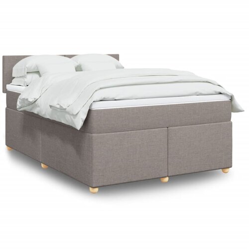 vidaXL Box spring postelja z vzmetnico taupe 140x200 cm blago Cene