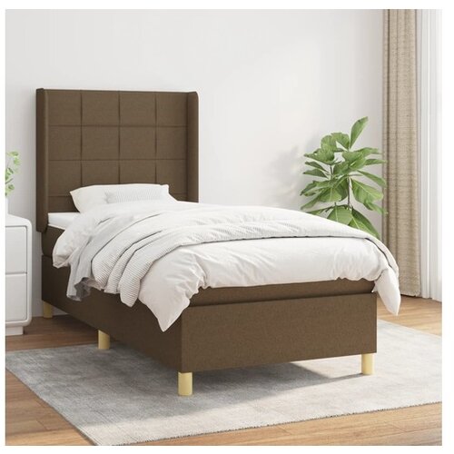 vidaXL Box spring postelja z vzmetnico temno rjava 100x200 c Cene