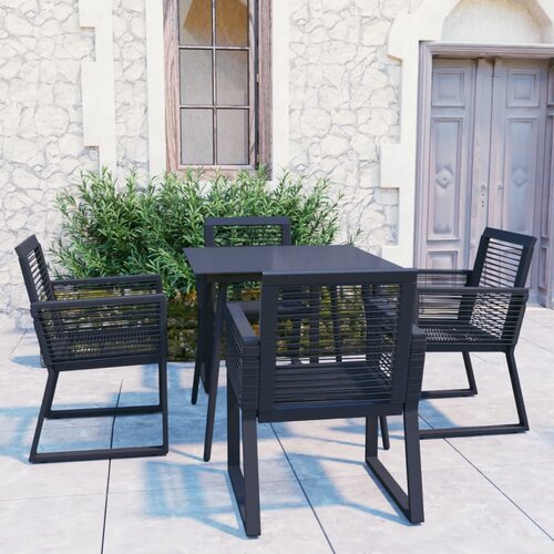  5-dijelni vrtni blagovaonski set od PVC ratana crni Slike