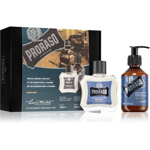 Proraso azur lime special beard care set darilni set šampon za brado azur lime 200 ml + balzam za brado azur lime 100 ml za moške Cene