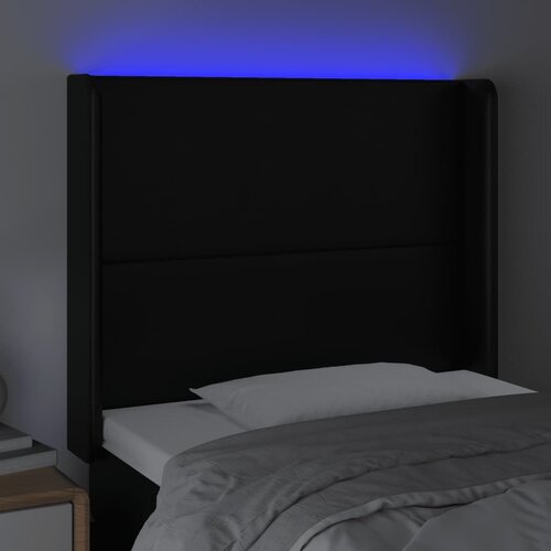  LED uzglavlje crno 83x16x118/128 cm od umjetne kože Slike