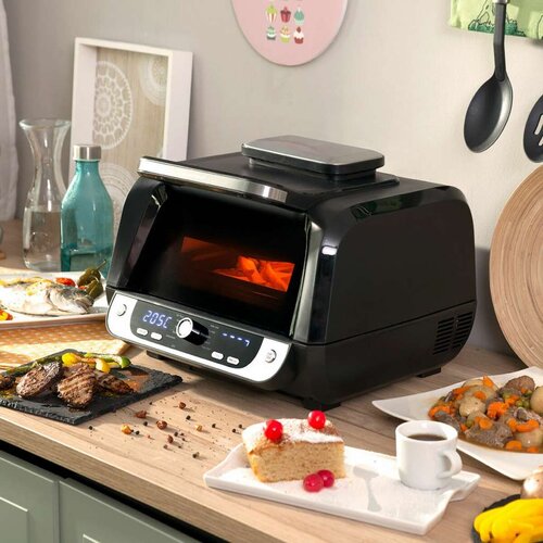  Friteza na Zrak s Roštiljem  Priborom i Kuharicom InnovaGoods Fryinn 12-in-1 6000 Crna Čelik 3400 W 6 L Cijene