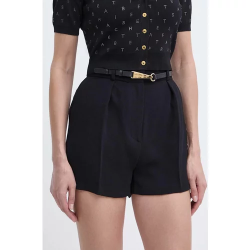 Elisabetta Franchi Kratke hlače za žene, boja: crna, bez uzorka, visoki struk, SH00542E2