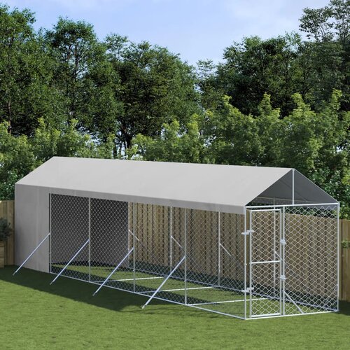 vidaXL Vanjski kavez za pse s krovom srebrni 2x10x2,5m pocinčani čelik Cijene