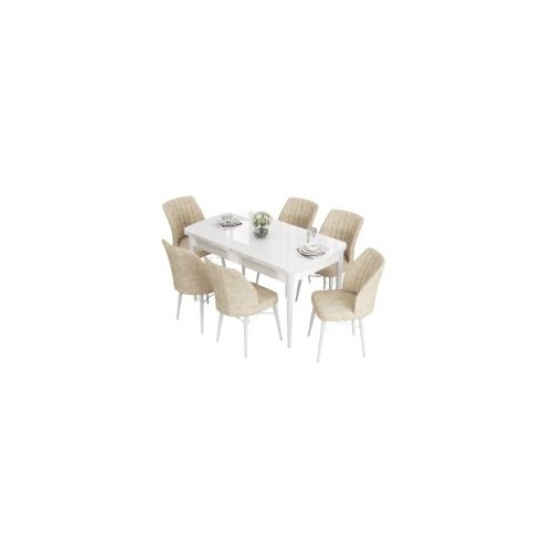 Hanah home Set Trpezarijski sto i 6 stolica Eva, Krem-bijela Cene