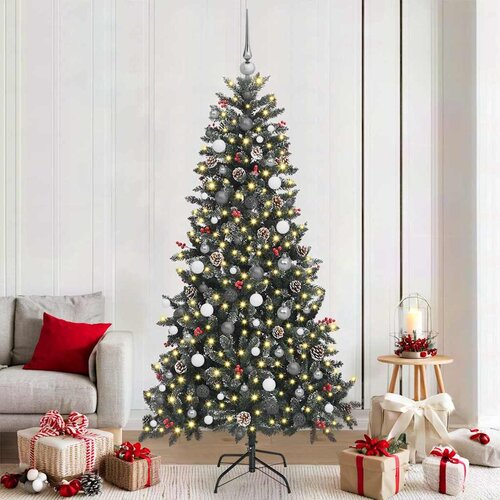 vidaXL Umjetnobožićnodrvce S LED lampica Zelena 210cm PVC Cijene