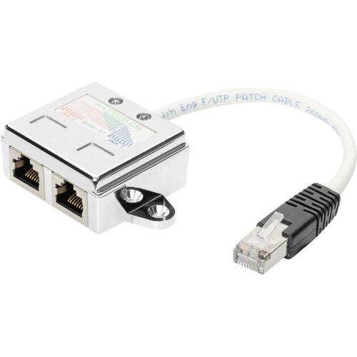 Digitus CAT5e, 2x 1: 1, adapter za priključni kabel, za&scaron;čitena 2x vtičnica RJ45 do 1x vtiča RJ45, dolžina 0,19 m RJ45 omrežni adapter CAT5, CA, (20416039) Cene