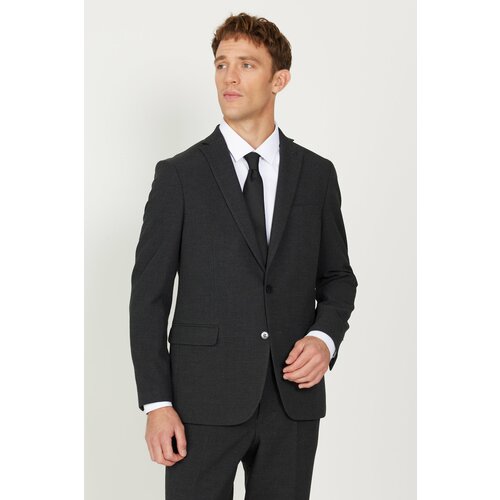 ALTINYILDIZ CLASSICS Men's Anthracite Slim Fit Slim Fit Mono Collar Patterned Suit Slike