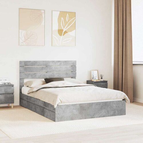  Postelja s shranjevanjem z vzglavjem Betonsko siva 150 x 200 cm, (5000106690) Cene