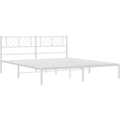 VidaXL Metalni okvir za krevet s uzglavljem bijeli 193x203 cm Slike