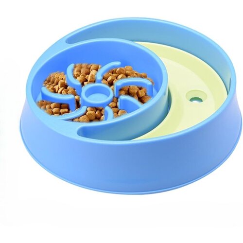  slow feeder činija za hranu i vodu plavo žuta 26x26x7 cm Cene