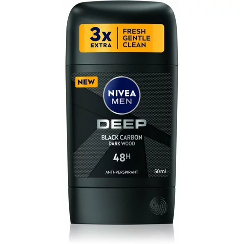 Nivea Men Deep čvrsti antiperspirant za muškarce Black Carbon Dark Wood 50 ml