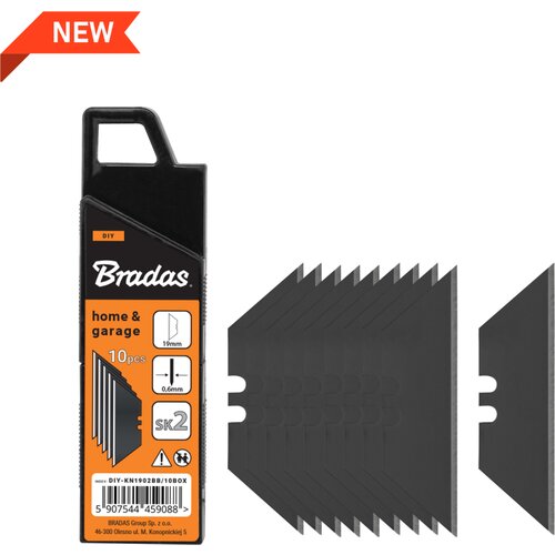 Bradas NOŽEVI 19MM, TRAPEZOIDNI CRNI - 10KOM DIY-KN1902BB/10BOX Cene