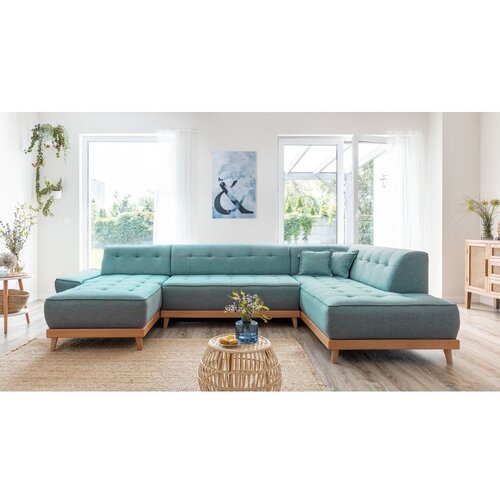 Miuform Turkizna raztegljiva kotna sedežna garnitura (desni kot/v obliki črke "U") Dazzling Daisy – Cene