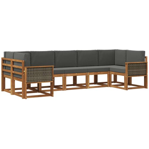 vidaXL Zunanja garnitura za sedenje 7 pcs Naravna in antracitna, (5000280661) Cene