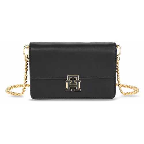 Tommy Hilfiger Ročna torba Pushlock Leather Small Crossover AW0AW15227 Black BDS
